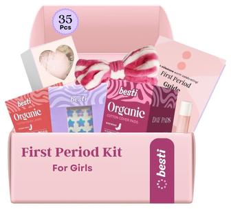 Kit de primeira menstruação Besti para meninas de 9 a 12 anos com almofadas orgânicas