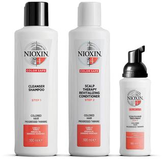 Kit de sistema capilar Nioxin 4, tratado com cores, para queda de cabelo, 3 meses