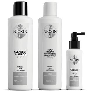 Kit de sistema de cuidados com o cabelo Nioxin 1 para queda natural do cabelo