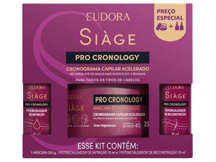Kit de Tratamento Capilar Eudora Siàge Pro Cronology Máscara Potencializador de Nutrição P