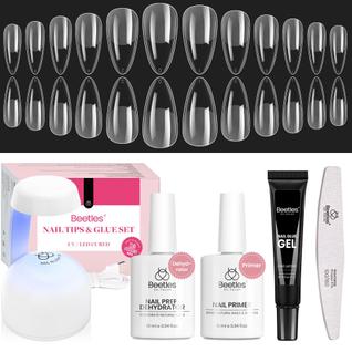 Kit de unhas em gel besouros de amêndoa média com desidratador e primer