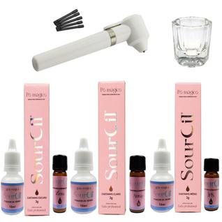 Kit Design Sobrancelha 3 Henna Veganas Premium Sourcil + Mixer Misturador Rena Branco + Da