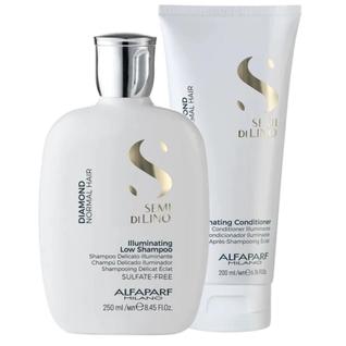 Kit Diamond Semi Di Lino Shampoo 250ml e Condicionador 200ml Brilho e Maciez Alfaparf