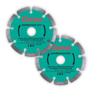 Kit Disco de Corte Diamantado Segmentado Eco Cortag 110mm 1,8mm Serra Mármore Corte Seco C
