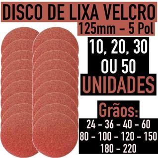 Kit Disco de Lixa c/ tiras autocolantes 125mm - Escolha o Grão e Quantidade