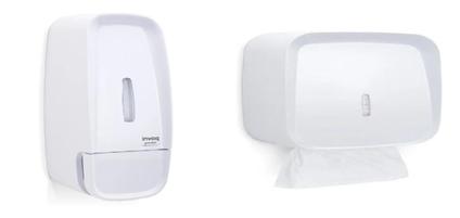 Kit Dispenser Sabonete + Toalheiro Premisse Invoq Branca