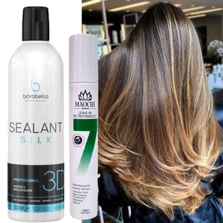 Kit Escova Progressiva Redutor de Volume Orgânico Semi Definitiva Borabella 3D Brilho e Re