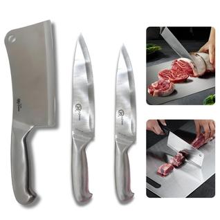 Kit Faca Toda Em Aço Inox Escovado Cutelo N6 Faca Peixeira N6 N7 Cozinha Açougue