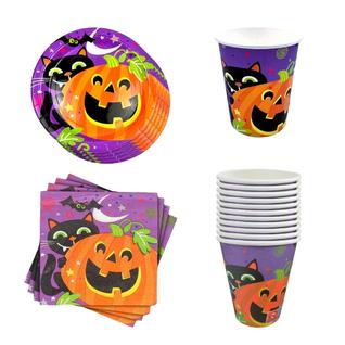 Kit Festa Halloween Descartável Decoração de Mesa Tema Dia das Bruxas Enfeite Comemoração 
