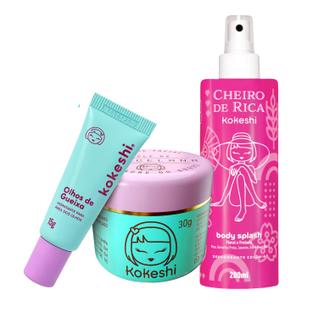 Kit Frescor e Hidratação Kokeshi Pele de Porcelana Olhos de Gueixa e Cheiro de Rica
