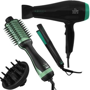 KIT GAMA BABOSA CERAMIC ION - SECADOR 2100W 220V + ESCOVA BRUSH 3D 1300W BV + PRANCHA 220º