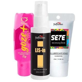 Kit Gel Excitante Feminino Estimulante e Lubrificante Íntimo Anal Anestésico Dessensibiliz