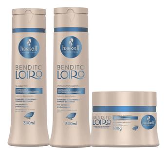 Kit Haskell Bendito Loiro 300gr Haskell  Reconstrução Intensiva para Cabelos Descoloridos 