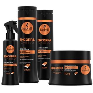 Kit Haskell Encorpa Cabelo Shampoo Condicionador Engrossador 300ml Máscara 300g Spray Leav