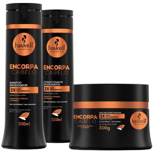 Kit Haskell Encorpa Cabelo Shampoo Condicionador Engrossador 300ml Máscara Tratamento Crem