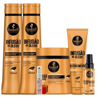 Kit Haskell Infusão de óleos 500ml 5 Itens Completo + Presente Lourre 15ml
