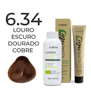 Kit ilume color plancton - 6.34 louro escuro dourado cobre + ilumina ox 20v - 90ml