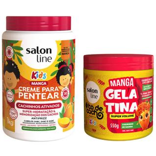 Kit Kids Manga Volume com Creme Cachinhos Ativados 1Kg e Gelatina Super Volume 550g Salon