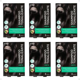 Kit Kiss New York Color Change: 6 Shampoo Tonalizante Preto