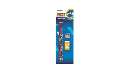 Kit Lápis HB Sonic 2 Lápis/Apontador/Borracha - Leo&Leo