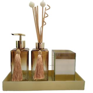 Kit Lavabo Porta Sabonete Aromatizador Porta Escovas Pincel Maquiagem Make Bandeja Decorat