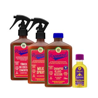 Kit Lola Rapunzel Sh 250ml + Spray Milk 250ml + Tônico 250ml + Pinga! Óleo Pataúa e Moring