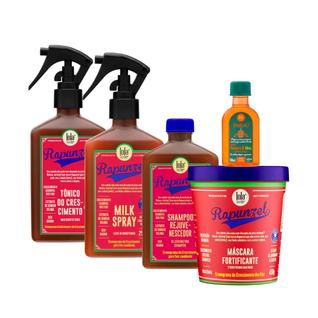 Kit Lola Rapunzel Sh + Spray Milk + Masc + Tônico + Pinga! Óleo Cenoura e Oliva