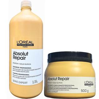 Kit Loréal Absolut Repair Gold Quinoa Expert Reconstrutor Profissional Lavatório Salão Sha
