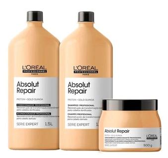 Kit LOréal Absolut Repair Shampoo 1,5L + Condicionador 1,5L + Máscara 500g
