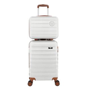 Kit Mala de Viagem de Bordo ANAC 55x35x25 com Cadeado mais Mala de Mão Frasqueira em ABS F