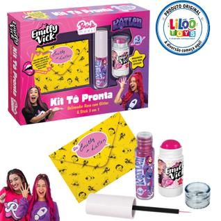 Kit Maquiagem Infantil Tô Pronta Emilly Vick E Katlen Dos Rosa Com Cartinha Brink Model