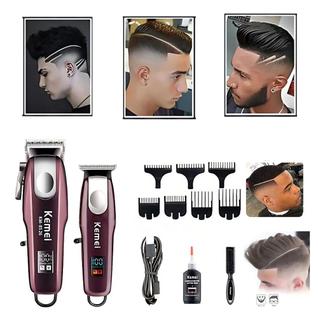 Kit Maquinas Kemei Corte Pezinho Acabamento degradê Maquina Kemei KM-8526
