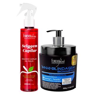 Kit Másc. Blindagem e Vinagre Capilar de Maçã Forever Liss