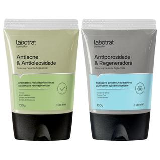 Kit Mascara Facial De Argila Preta + Verde Antiporosidade Antiacne Dermo Skin Labotrat 130