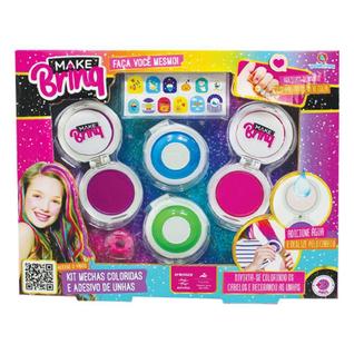 Kit Mechas Coloridas e Adesivos de Unhas MK49 - Polibrinq