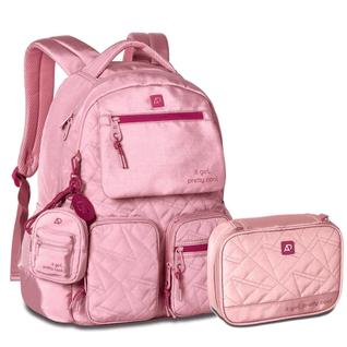 Kit Mochila de Costas E Estojo Escolar Fofa Oficial Alice Palucci It Girl Cor:Rosa