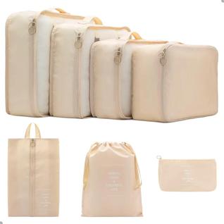 Kit Necessaire Organizadora Mala Viagem 7 Peças Resistente, Porta Cosméticos, Bolsa de Via