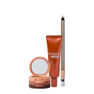 Kit Océane 4you Trio de Sombras Cooper Shine Lápis Dourado e Blush Líquido Laranja (3 Prod