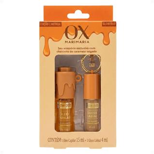 Kit Ox Mari Maria Glow Duo Caramelo Salgado Com Chaveiro: Óleo Capilar e Gloss Labial