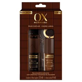 Kit Ox Mari Maria Glow Duo Chocolate Com Chaveiro: Óleo Capilar e Gloss Labial
