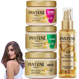 Kit Pantene Pro-V Queratina Óleo Milagroso Cronograma Capilar Finalizador Leave-In Mascara