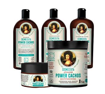 Kit para Cabelos Cacheados COSMECEUTA Power Cachos Shampoo, Condicionador, Leavein e Ativa