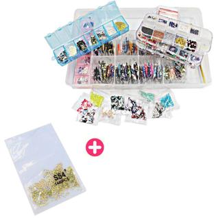Kit pedrarias luxo 34mil peças + 1.440 strass para unhas
