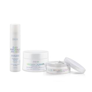 Kit Perfume Capilar em Óleo Nutritivo, Máscara Calmante Para Couro Cabeludo e Esfoliante C