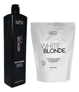 Kit pó descolorante white blond 500gr + água oxigenada 900ml - kpro