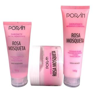Kit Poran Rosa Mosqueta Cuidados com Corpo e Rosto Porán