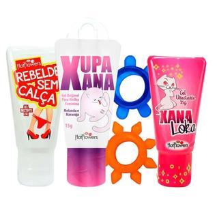 Kit Prazer a Dois Noite Romântica Gel Funcional Beijável Anel Peniano