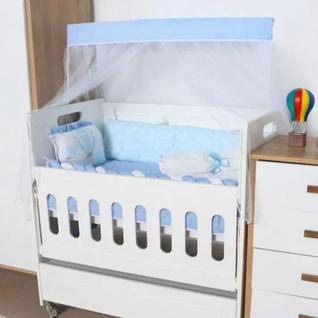 Kit Protetor de Mini Berço Bebê Menino e Menina 10 Peças Com Trança e Lateral