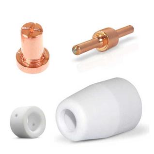 Kit PT31: 5 Bico Longo + 5 un. Eletrodo Longo + 3 Anel Difusor Cerâmico + 2 un Bocal Cerâm