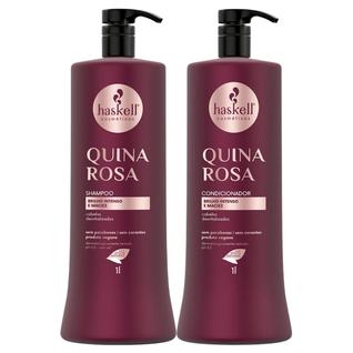 Kit Quina Rosa Haskell Shampoo e Condicionador 1 Litro Brilho Intenso e Maciez Para Cabelo
